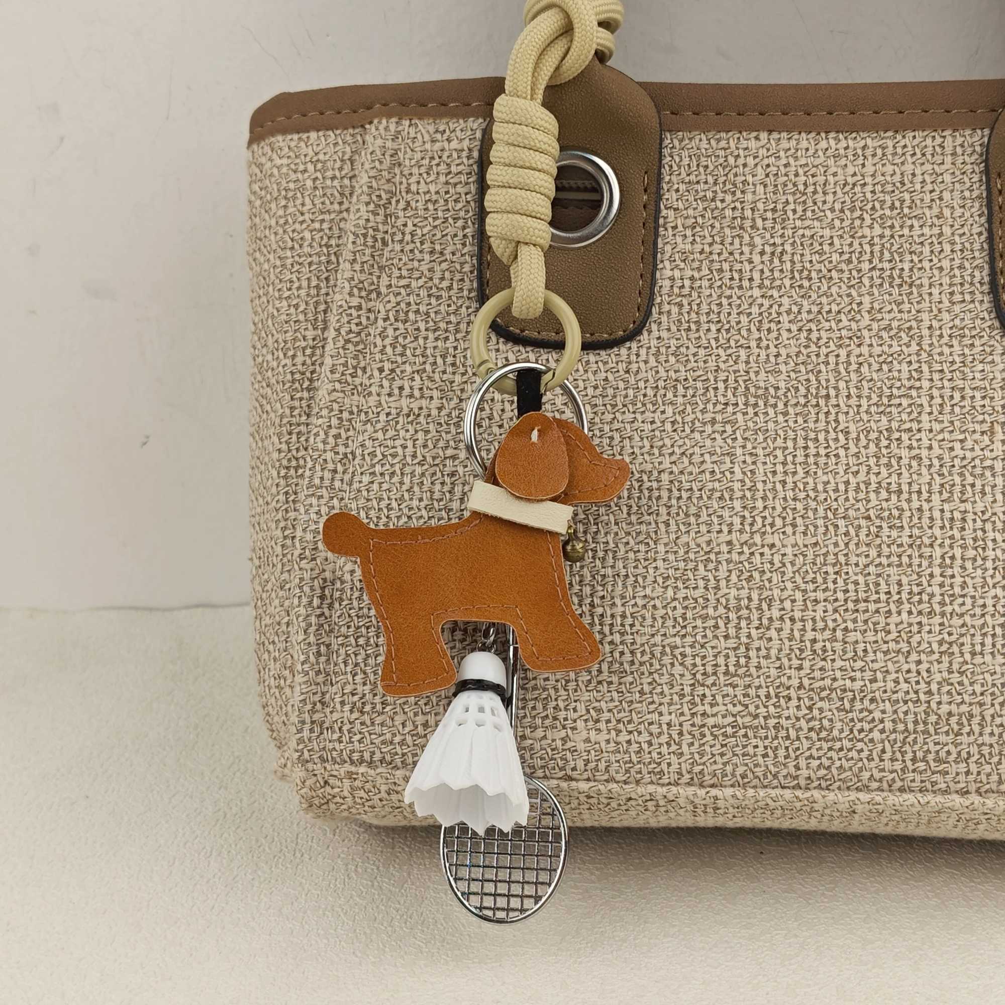 Leather Dog Bag Charm Cartoon Cute Pendant For Handbags Women Men Creative Keychain Accessories Gift W250526