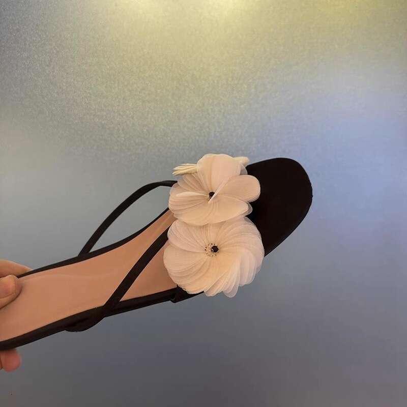 ~Floral Flat Sandals for Women Summer Outdoor Wear Half Elegant Versatile Mules Cool Slippers