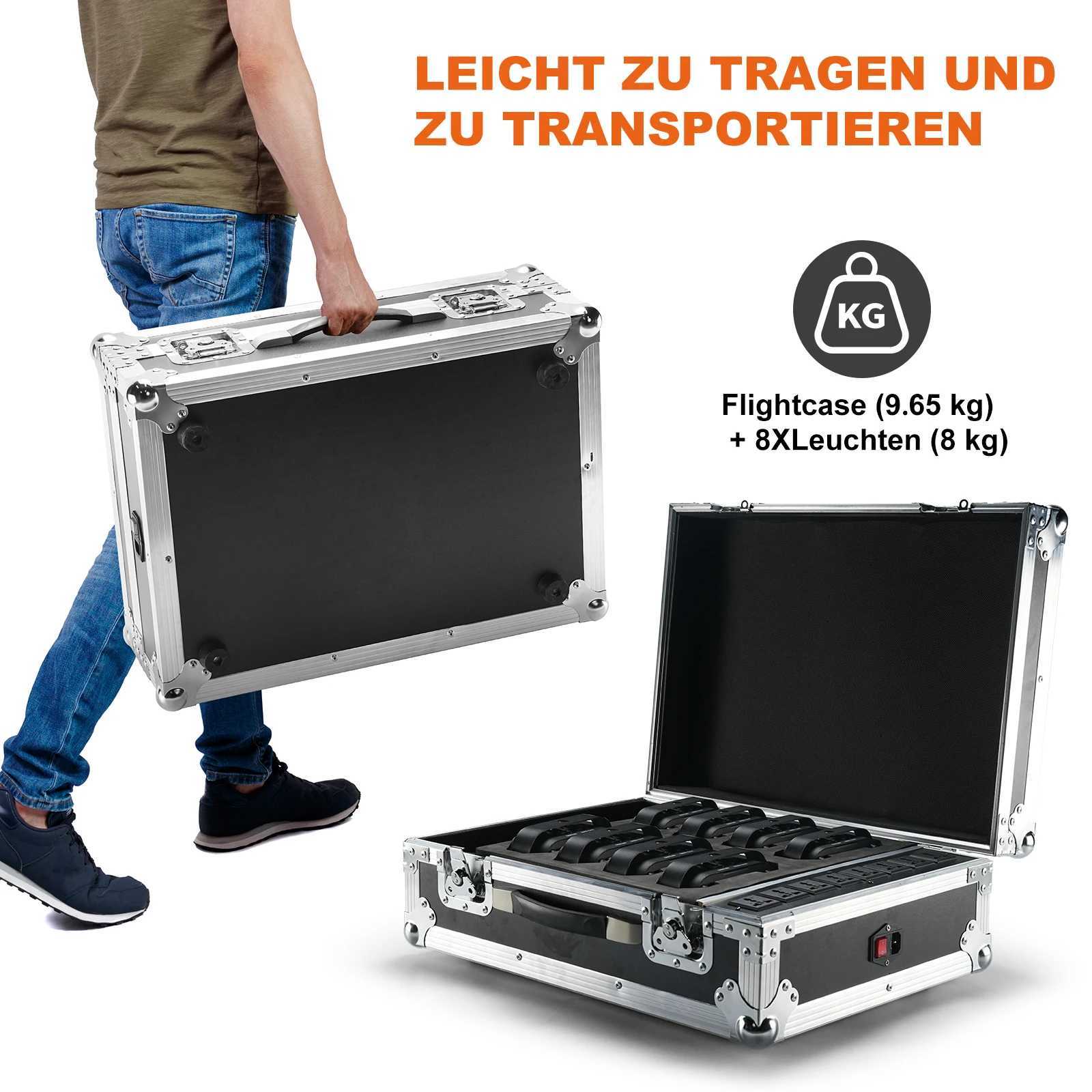 Fieryzeal Rechargeable Gator Cases for (8) Rechargeable APP Par Light Flight Case for 4x18W Built-in Battery Wireless Par Light XJ250527