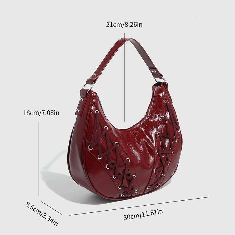 Women's Bags Designer Y2k Retro Eyelet Saddle Maillard Pleated Rivet Armpit Top Quality Fashionable Cool Leather Shoulder Bag