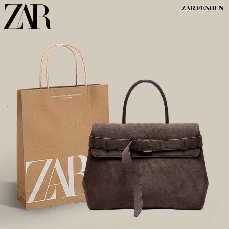 ZAR FENDEN Casual Buckle Nubuck Leather Briefcase Shoulder Crossbody Commuter Simple Niche Elegant Bag