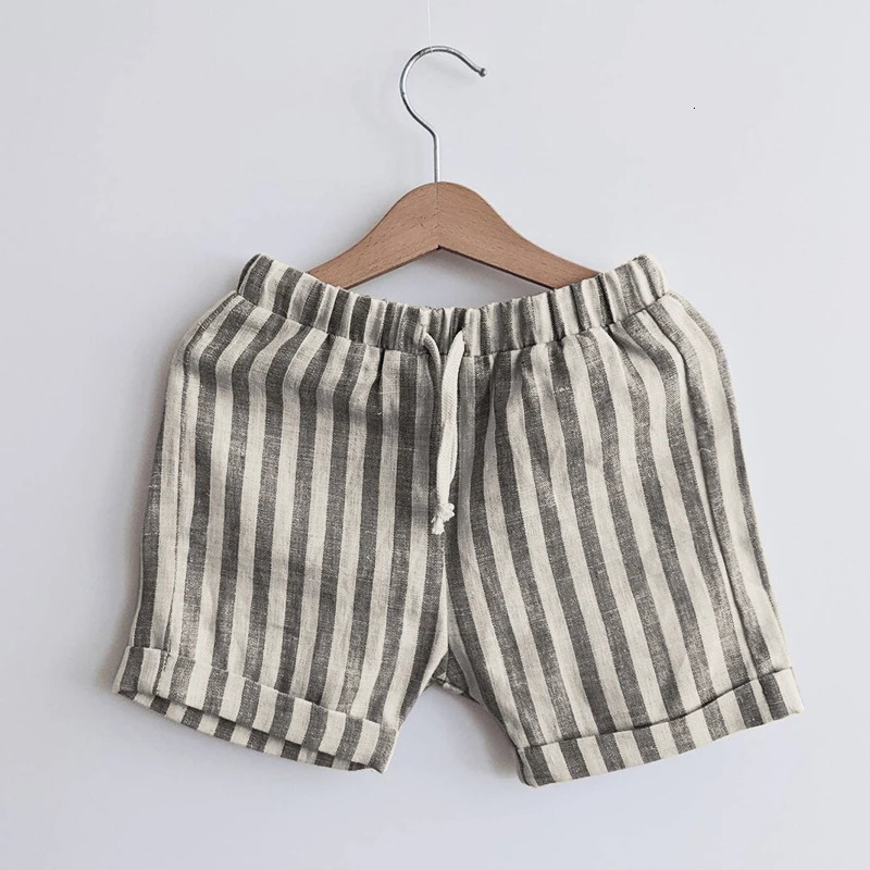Retro Cotton Linen Drawstring Boys Shorts Summer Girls Comfortable Elastic Waist Loose Casual And Beach TZ420 250527