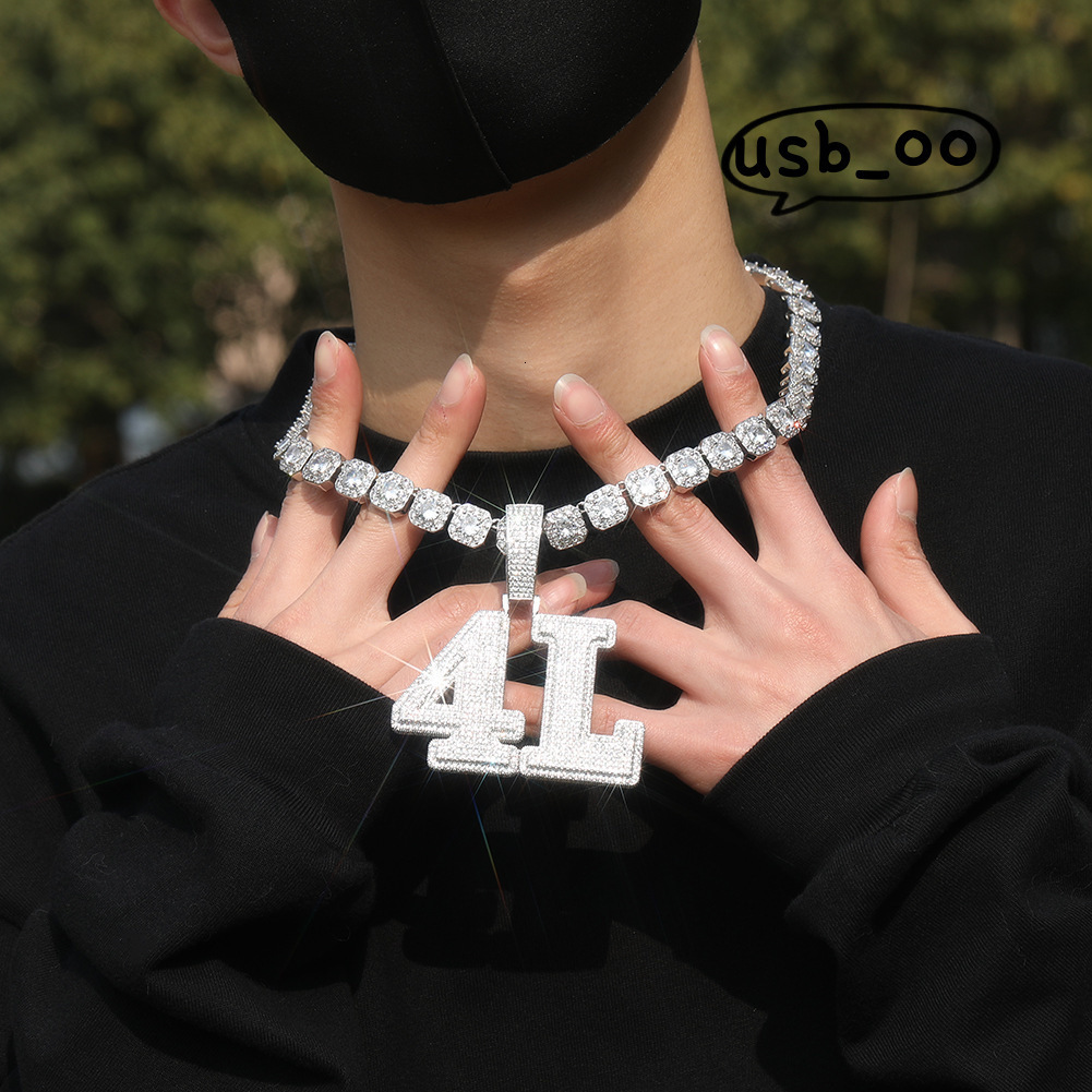 Hip Hop Quality Custom Number Styles Pendant Silver 925 Moissanite Pendant Necklace For Men Hip Hop Jewelry Gifts