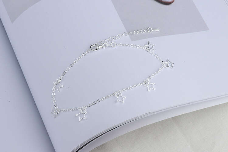 Korean Style Summer Imitation Sier Anklet Trendy Foot Jewelry Fashionable Elegant Beach Women's Accessories