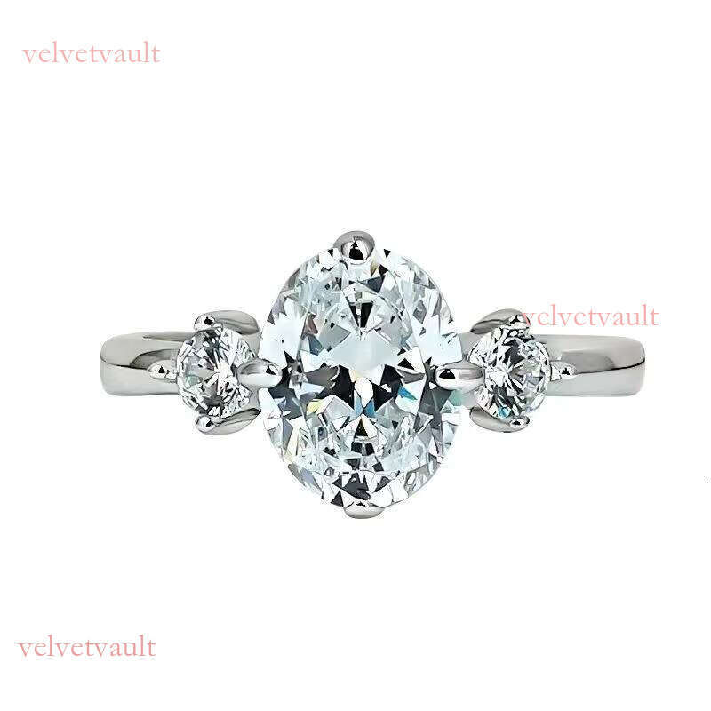 Hot Sale S Sterling Sier Oval Moissanite Dia Ring Shiny Fine Jewelry for Women's Wedding Promise