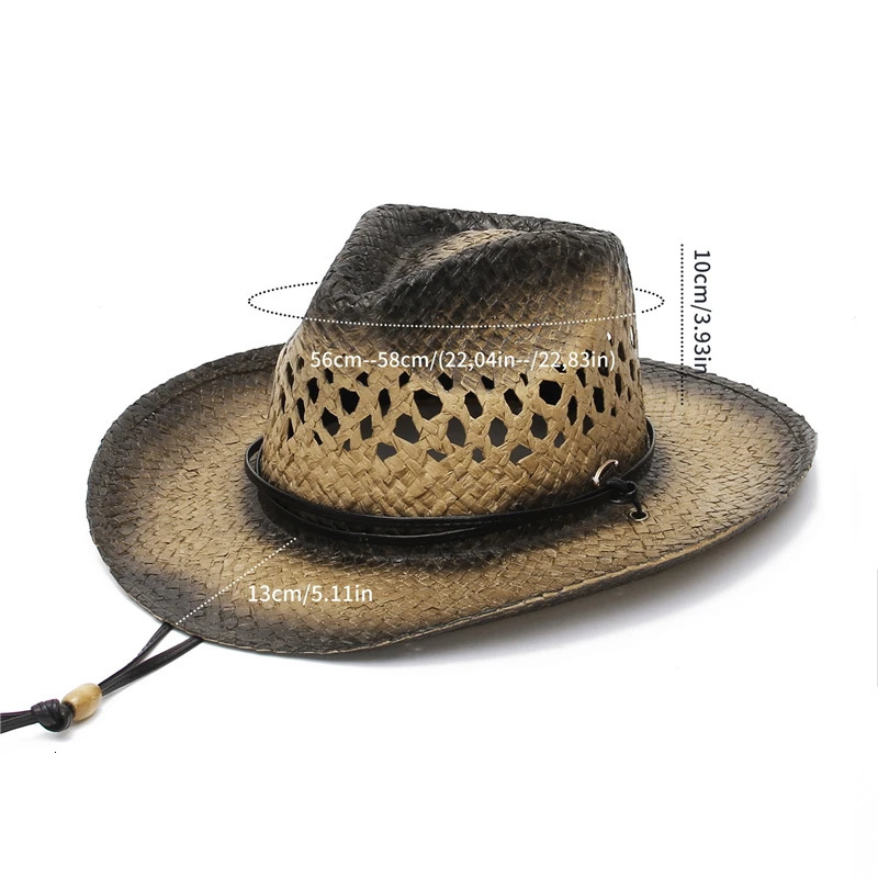 Western Hollow Sun Cowboy Hat for Women Wide Brim Summer Straw Women Cowgirl Hat 250526