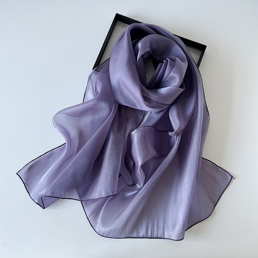 K841 Scarf for women Organza shiny silk scarf long strip high-end Southeast Asian Malaysian women black headscarf