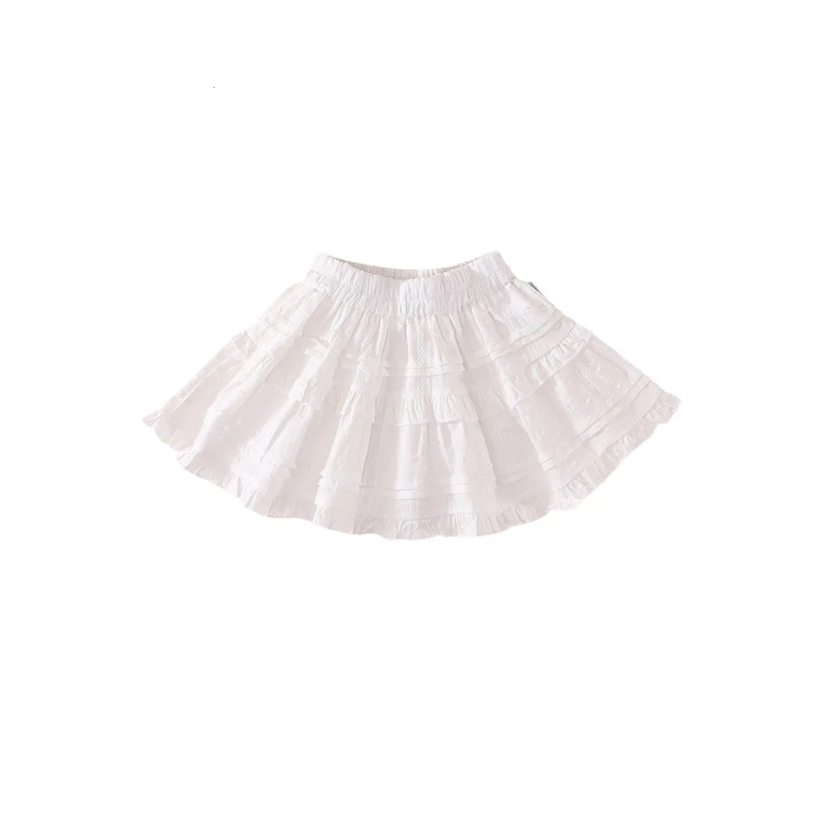 SpringSummer Arrival Girls White Cake Puff Skirt with Embroidered Hem Casual Baby Girl Half 250527