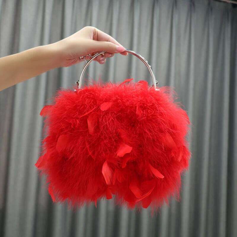 30 Color Fur Floral Bride Party Evening Clutch Women Wedding Purses and Handbags Small Shoulder Bag With Feather Bags