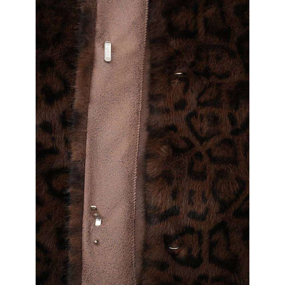 DEAT Fashion Imitation Mink Coat Women's Fur Collar Loose Covered Buckle Leopard Plush Overcoat Winter 2024 New