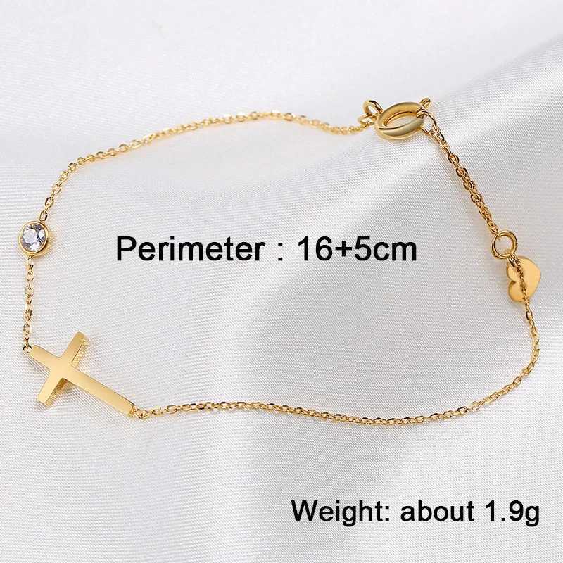 Huitan Simple Single Chain Bracelet for Women Fancy Cross Charm with Shiny CZ Fashion Versatile Female Hand Jewelry Wholesale W250526