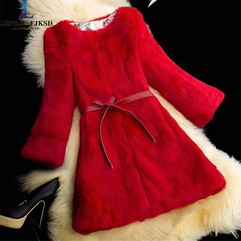 Real Genuine Natural Full Pelt Rabbit Fur Coat Brand Fashion Jacket For Women Outwear Lady Casual