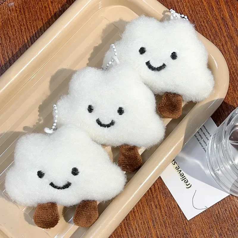Cute Plush Smile Cloud Keychain Cotton Stuffed Doll Toy Keyring Cloud Backpack Bag Pendant Car Key Chains for Women Girls Gift W250526