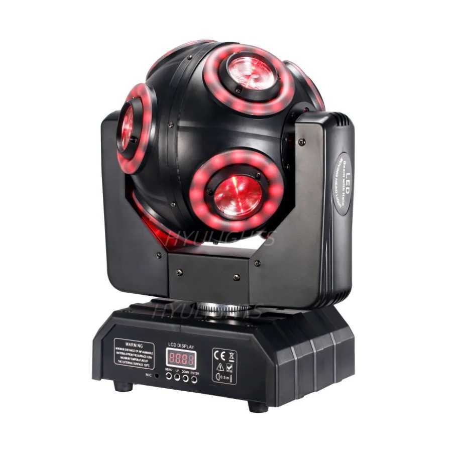 LED Moving Head 8x15W RGBW 4in1 With Halo RGB 3in1 Football Light 360 Infinite Rotation Beam Strobe DJ Bar DMX 512 Stage Effect XJ250527