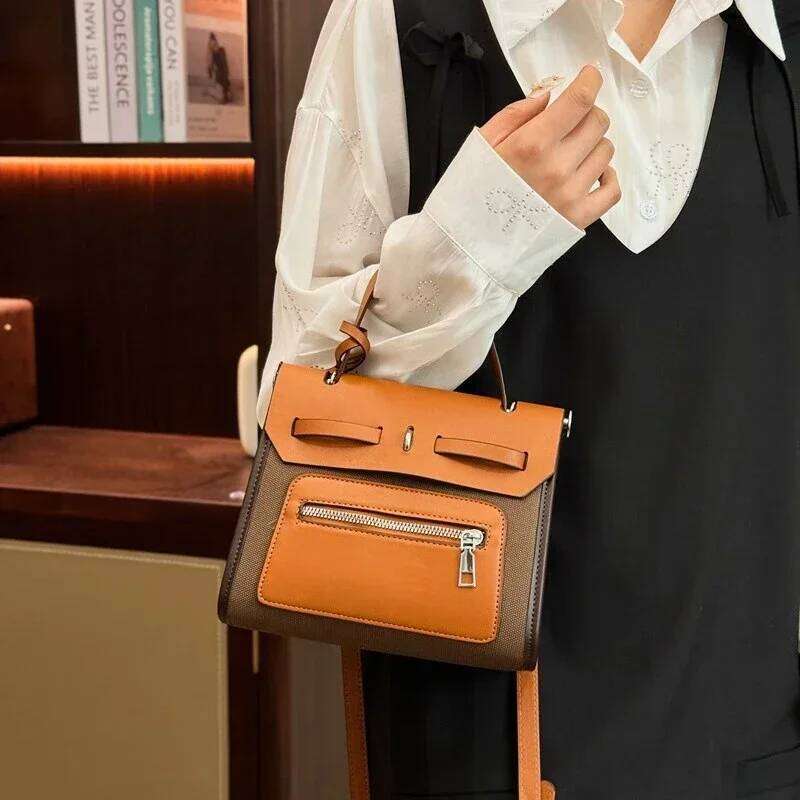 Classic Vintage Crossbody Bag - Solid Color Tote For Women With Paris Designer Letter & Shopper Charm