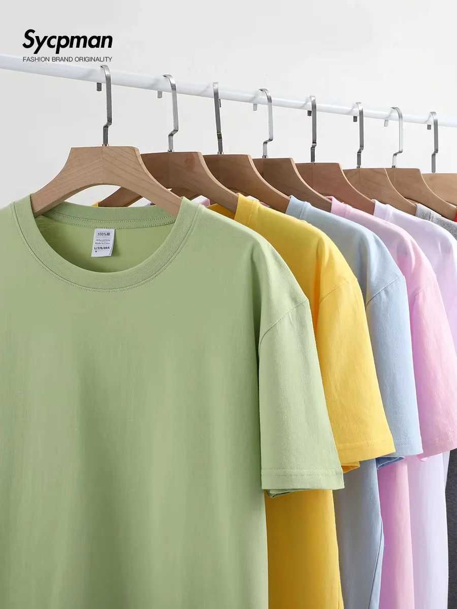180grams Cotton Solid T-shirts Mens Short Sleeve Fashion Brand Trend White Black Clothing Tees Woman Customized Products Summer Z250527
