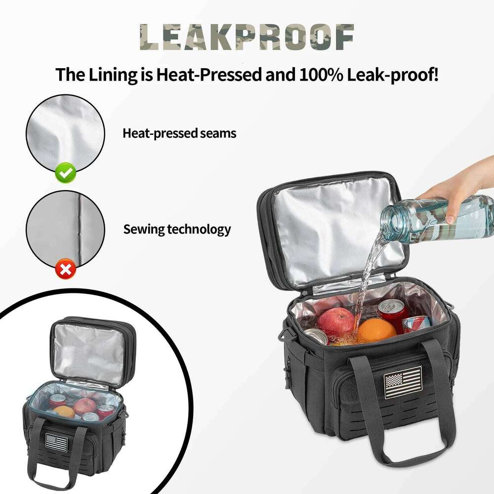 18L Tactical Lunch Box For Men Expandable Heavy Duty Insulated Cooler Leakproof Thermal Bag Work Camping Outdoor Picnic