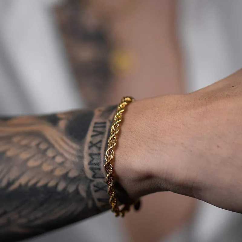 2-5MM Stainless Steel Rope Bracelets for Men Boys Adjustable Gold Silver Color Links Wristband Rock Punk Cool Jewelry Gift W250526