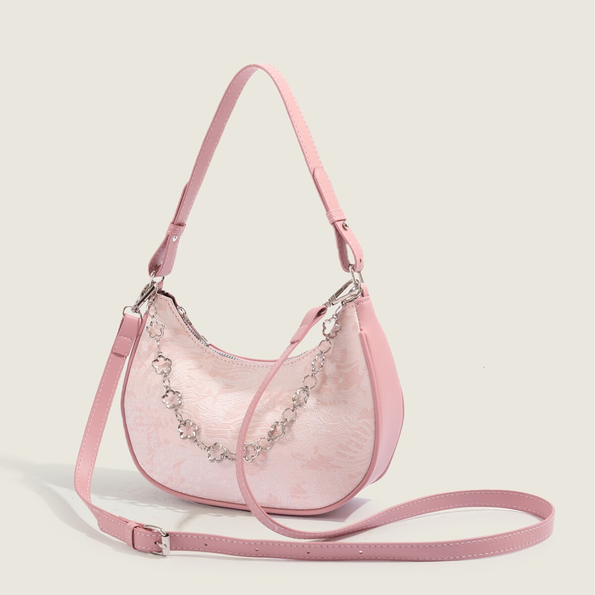 Top brand high-quality new free designer bag armpit bag fashionable design shoulder bag horizontal fairy pink crescent bag new free designer bag