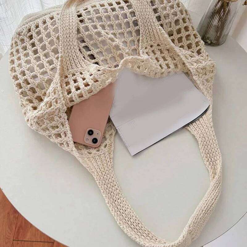 Hot Selling Knitted Hollow Shoulder Underarm Large Capacity Crochet Shopping Totes Casual Beach Commuting Bag Designer Bags