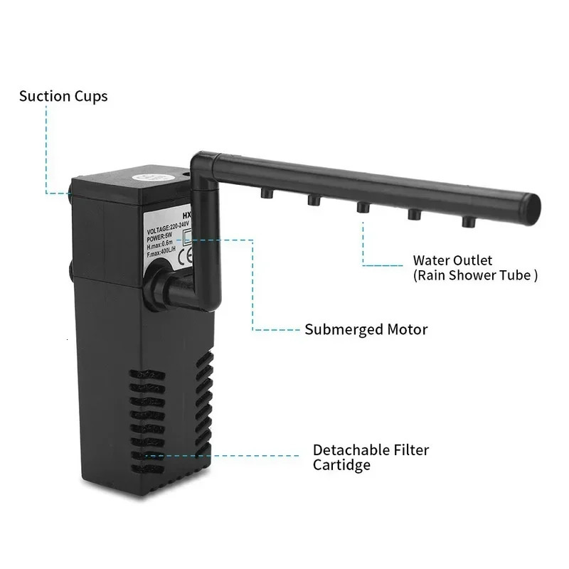 3 in 1 Filter Water Purifier Oxygenation Submersible Filtration Mini Fish Tank Filter for Aquarium Fish Tank 250523