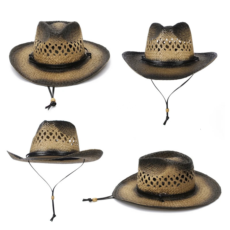 Western Hollow Sun Cowboy Hat for Women Wide Brim Summer Straw Women Cowgirl Hat 250526