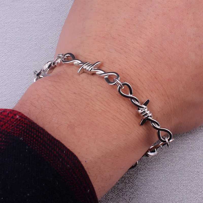 Small Wire Brambles Iron Unisex Bracelet Women Men Hip-hop Gothic Punk Style Barbed Wire Little Thorns Bangle Jewelry Gifts W250526