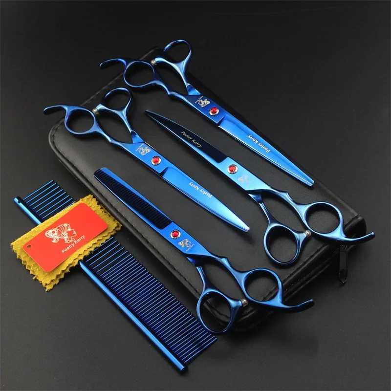 Professional pet dog grooming dog Scissors Set Dog Shears Hair Cutting Thinning Curved Scissors With Comb Bag R250527