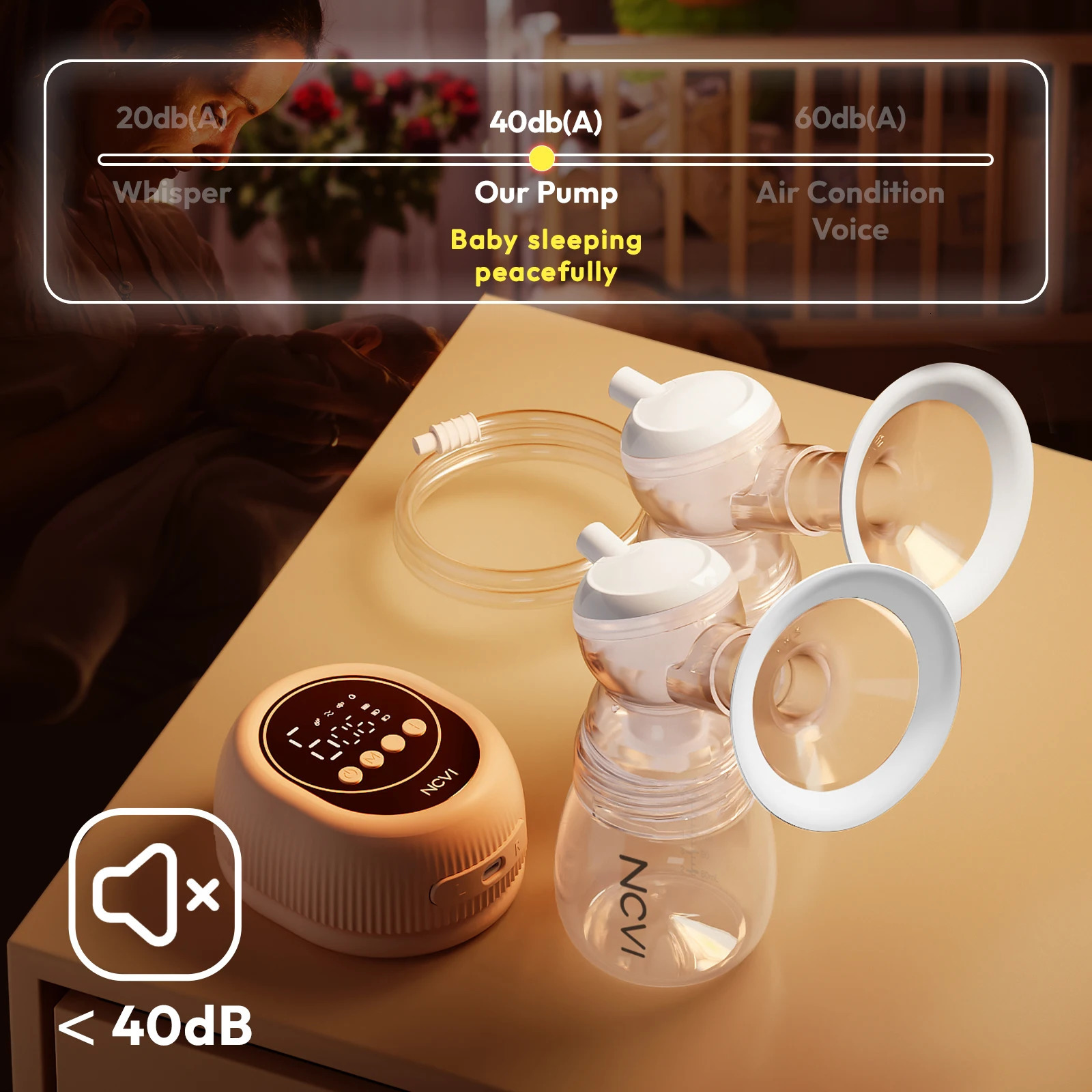 NCVI Double Electric Breast Pump with 4 Modes 9 Levels24mm Flanges PartsNonSpillLow noiseBPAfreeComfortable breastfeed 250527