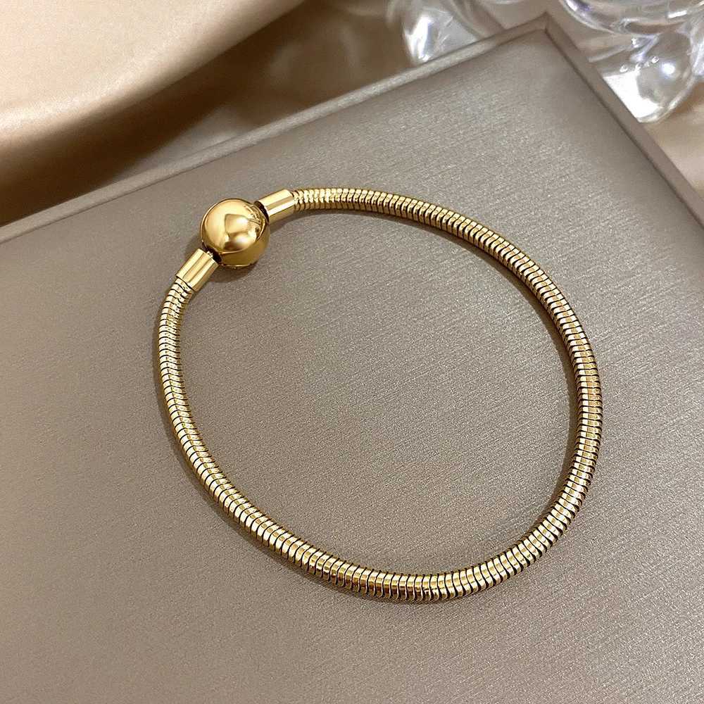 Classic Stainless Steel Snake Bone Chain Ball Bangle for Women Men Cuff Chain Link Bracelets Charm Waterproof Jewelry Gifts W250526