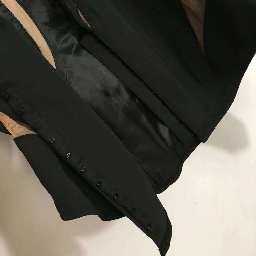 New Arrival V-Neck Mesh Splicing Design Short Coat Fall Winter Fashion Jacket Waist Slim With Bone Tight-Fitting Suit