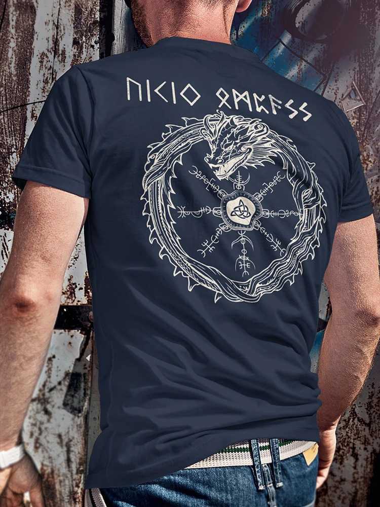 Valhalla Awaits Viking T-shirt Norse Mythology T-shirt Summer Outdoor Casual Mens T-shirt Street Fashion Mens Short Sleeve Top Z250527