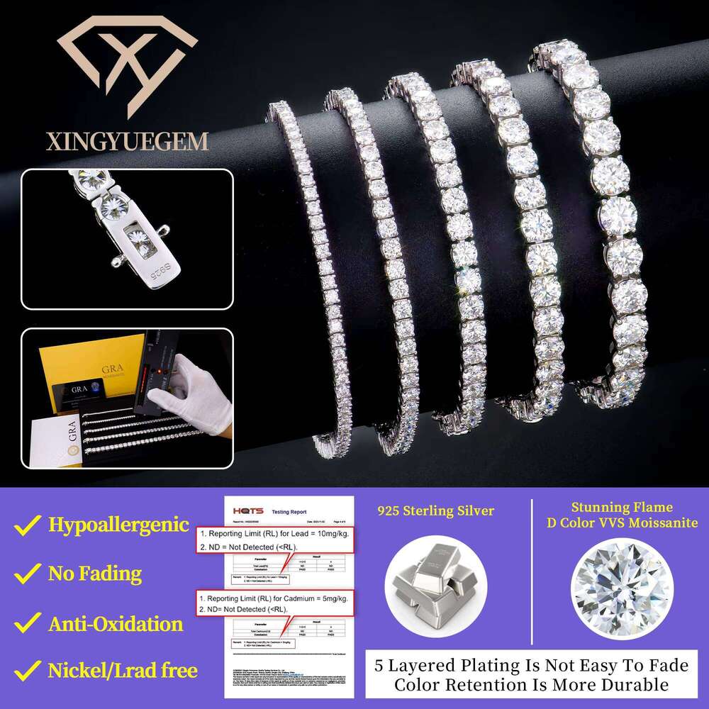 Limited Time Special Offer Polished Sier Round Mossanite White Gold Tennis Bracelet Fashion Jewelry