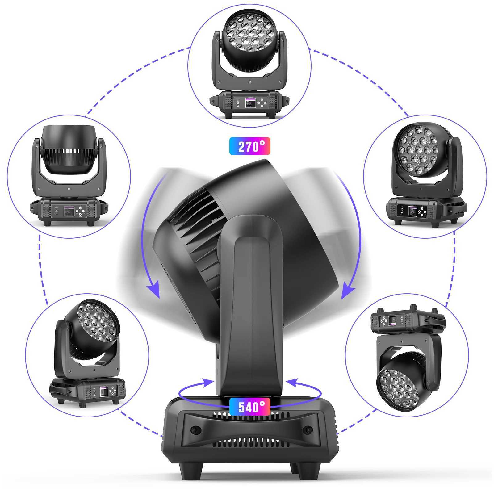 Yiflamefly Moving Head Lights With19PCS 15W 4-in-1 LED DMX512 Stage Light For DJ Karaoke Dance Hall KTV Disco Bar Stage LightingXJ250527