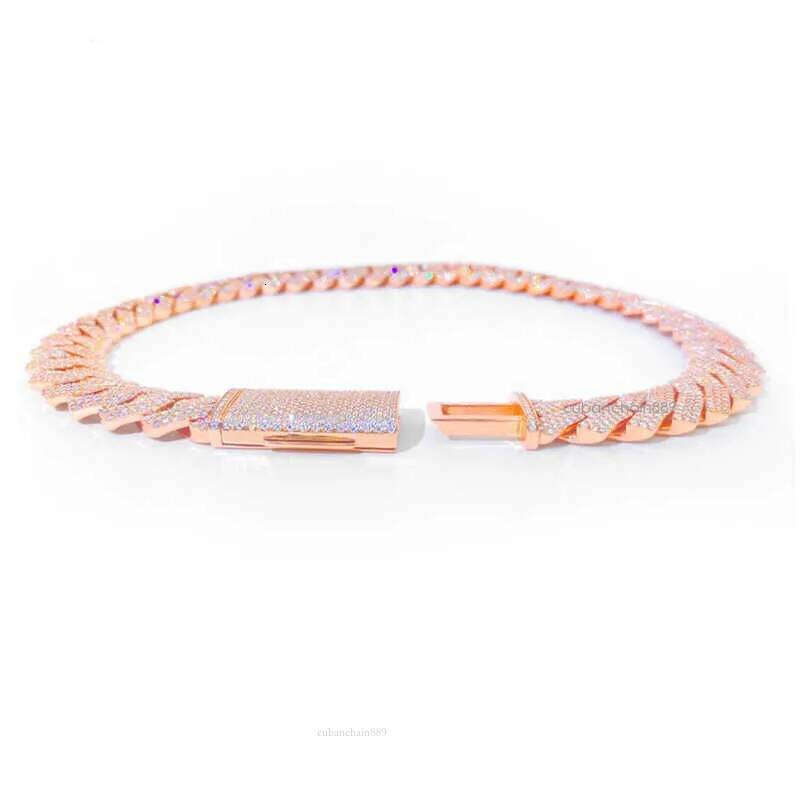 VVS Moissanite Dia Chain White Rose Gold Plated Hip-hop Chains for Men NecklaceBracelet Designer Jewelry Cuban k High Quality 3 Rows
