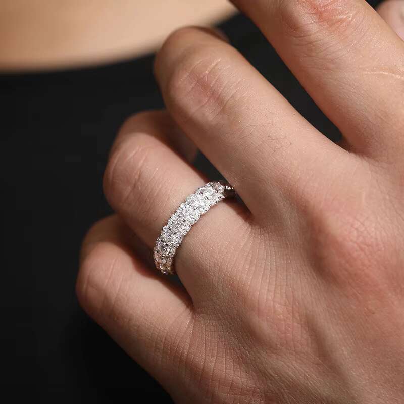 Europe the United States New S925 Sterling Silver Moissanite Ring 6-12 Ring Accessories in Stock for Hip Hop Rock Candy Styles