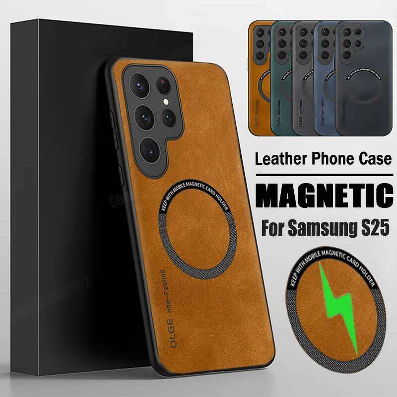 Magsefa Magnetic Phone Case For Samsung S25 S23 Plus S22 S21 S20 S24 FE Note 20 Ultra Wireless Charging Leather Cover