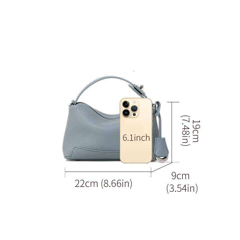 Free Shopping Aidrani Women's First-Layer Cowhide Single Shoulder Cross-Body Bag Niche High-End Office Worker Light Small Bag, Bucket Handbag