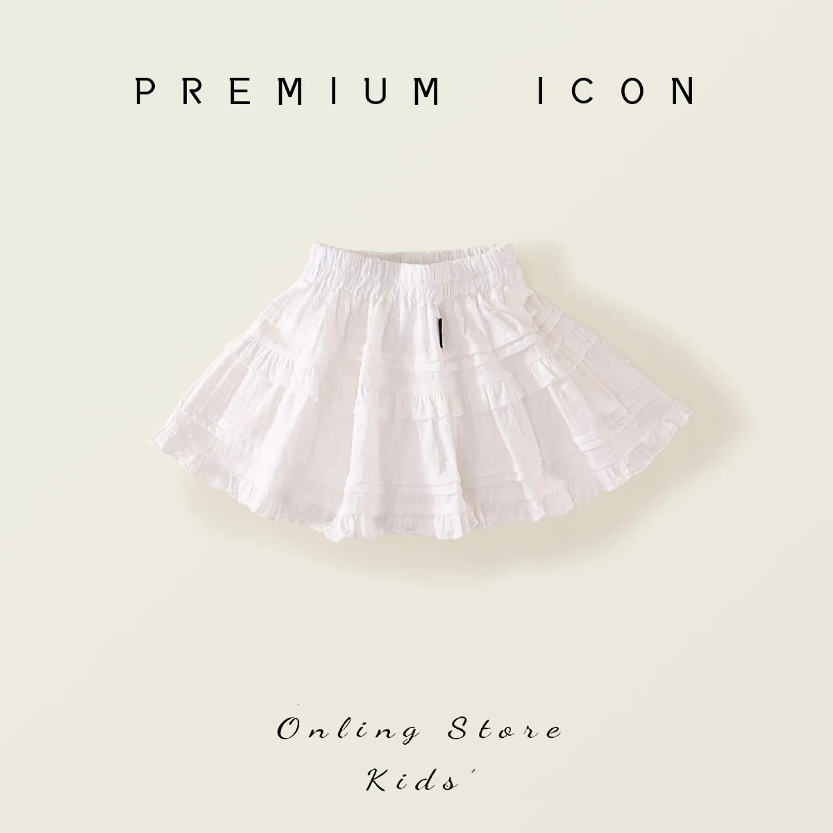 SpringSummer Arrival Girls White Cake Puff Skirt with Embroidered Hem Casual Baby Girl Half 250527