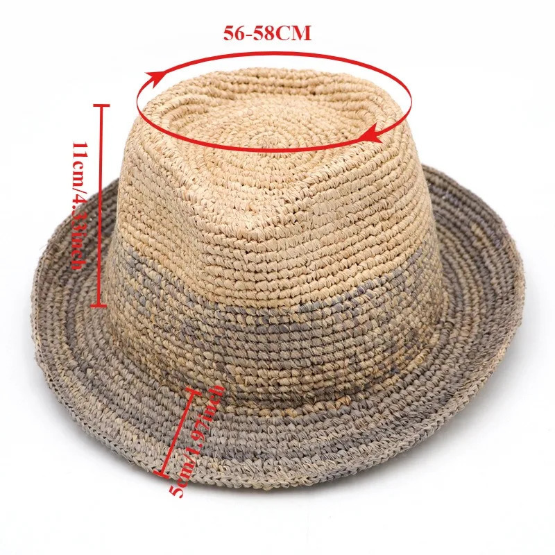 Natural Raffia Jazz Sun Hats Men and Womens Summer Manual Woven Straw HatFashion Sun Protection Sunshade Beach Hat Panama 250526