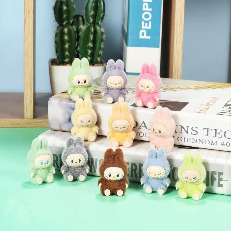 Labubu Mini Sitting Posture Plush Toy Cute Cartoon Desktop Ornament Schoolbag Decoration Key Chain Pendant Holiday Gifts W250526