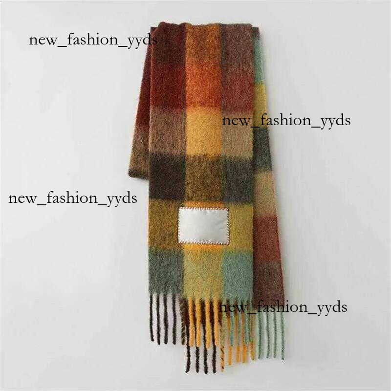 Acnes Scarf Designer Scarf Winter Scarfs Cashmere Soft Thick Fashion Luxury Scarves Classic Check Big Plaid Shawls Medium Length Versatile Warm Neckerchiefs 307