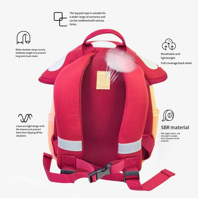 Cute Mushroom Print Childs Daypack Fun & Stylish School Accessory for Youngsters
