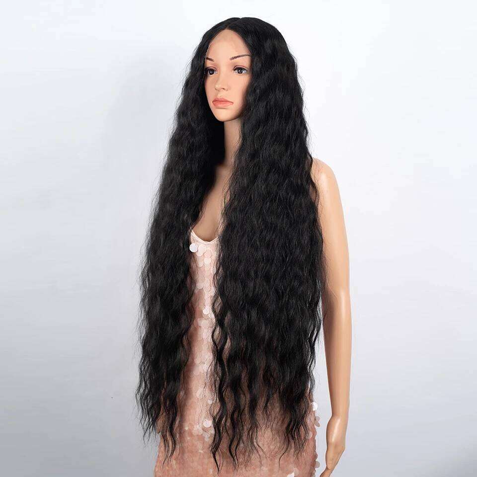 Synthetic Front For Black Women 40 Inch Long Curly Lace Wigs Ombre Blonde Highlight White Cosplay Wig