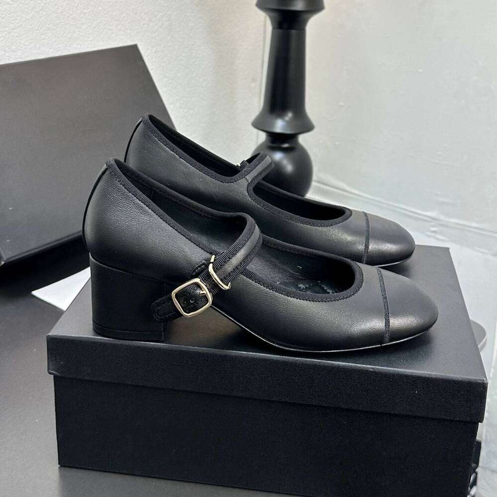 Spring Autumn Women Fashion Genuine Leather Pumps Mary Janes High Heels Round Toes Buckle Strap Party Dress Shoes Woman 41