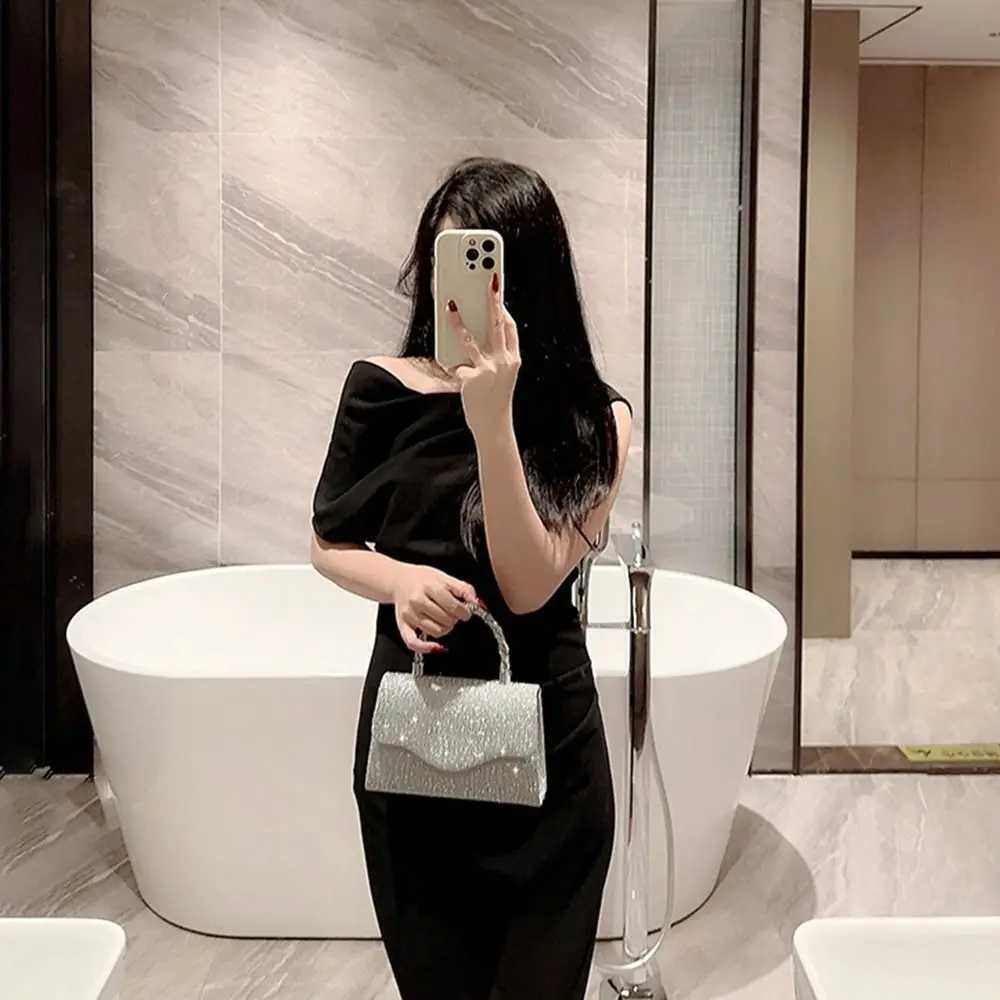 Bright Silk Evening Bag Women Elegant Fashion Banquet Clutch Chain Shoulder Bags Luxury Purse Female Wedding Party Handbags W250527