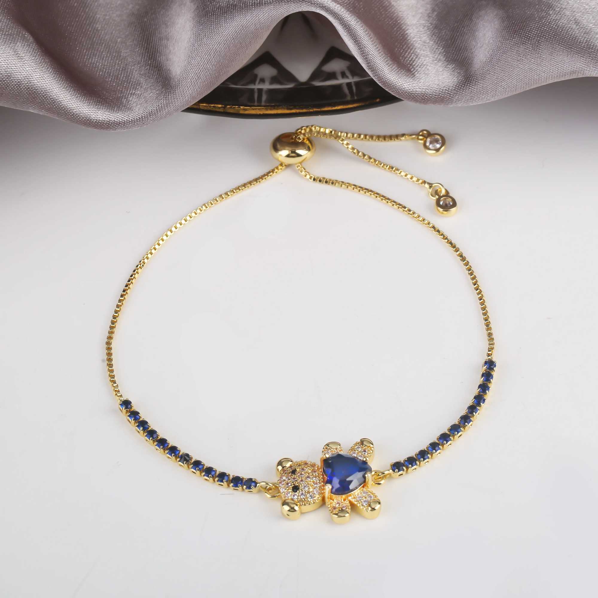 INS Cute Teddy Bear Bracelet For Women Cz Crystal Animal Bracelet High Quality For Engagement Party Gift Wholesale Daily Wear W250526