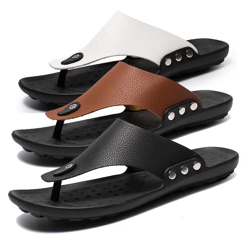 MAEDEF Summer Mens Slippers Outdoor Beach Soft Comfortable Man Shoe Slip on High Quality Non-Slip Flip Flops Travel Sandal 250526