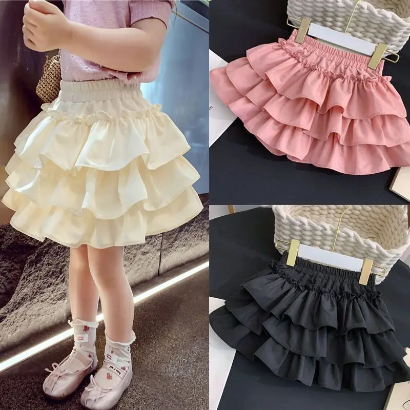 Children Girls Pleated Cake Skirts Summer Elastic Waist Infant Babys Bubble Toddler Kids Princess 250527