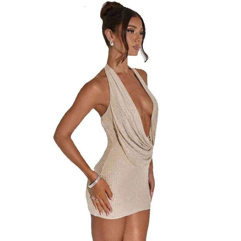 Hot Tight Dresses Solid Color Mini Dress Women Fashion Deep V Neck Strapless Dresses Female Trend Streetwear Clothing Casual Knee Length Dresses